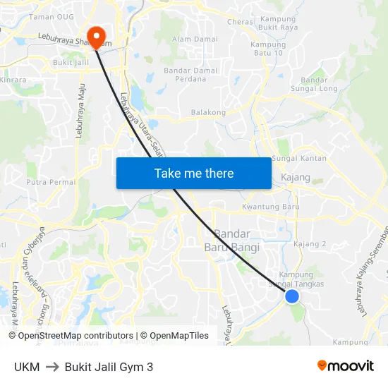 UKM to Bukit Jalil Gym 3 map