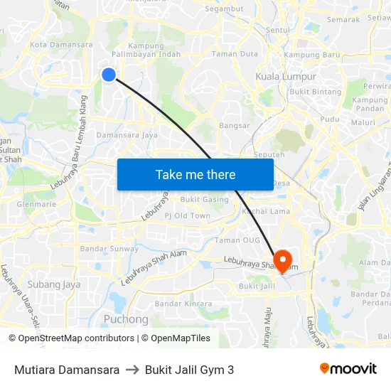 Mutiara Damansara to Bukit Jalil Gym 3 map