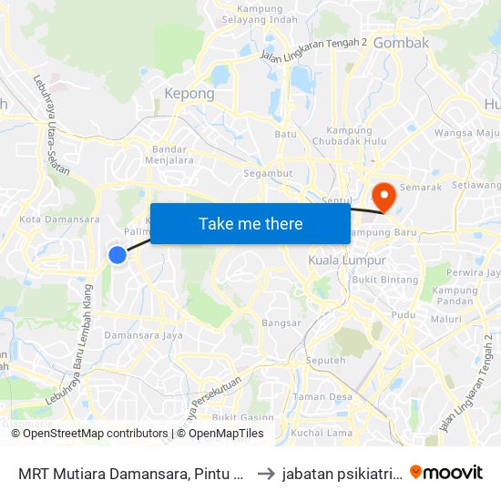 MRT Mutiara Damansara, Pintu C (Pj814) to jabatan psikiatri, HKL map