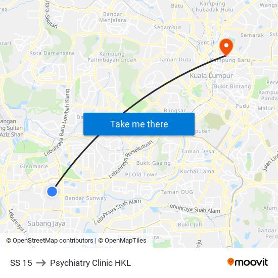 SS 15 to Psychiatry Clinic HKL map