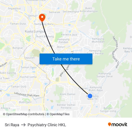 Sri Raya to Psychiatry Clinic HKL map