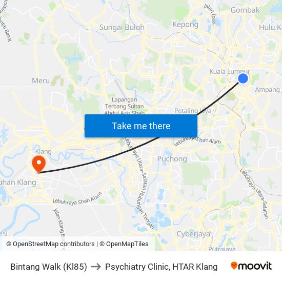 Bintang Walk (Kl85) to Psychiatry Clinic, HTAR Klang map