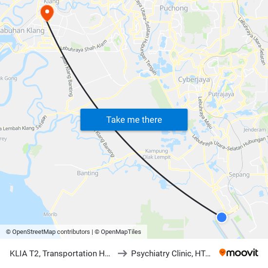 KLIA T2, Transportation Hub Level 1 to Psychiatry Clinic, HTAR Klang map