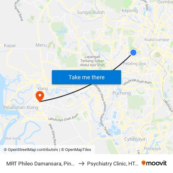 MRT Phileo Damansara, Pintu A (Pj823) to Psychiatry Clinic, HTAR Klang map