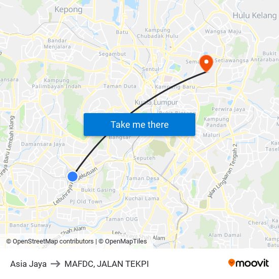 Asia Jaya to MAFDC, JALAN TEKPI map
