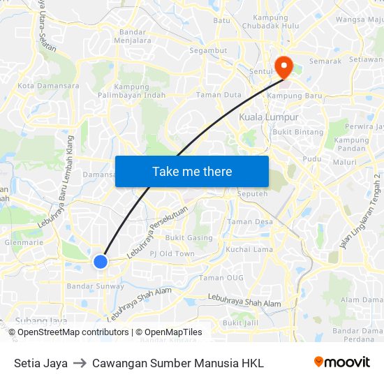 Setia Jaya to Cawangan Sumber Manusia HKL map