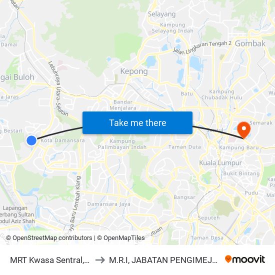 MRT Kwasa Sentral, Pintu A (Sa1020) to M.R.I, JABATAN PENGIMEJAN HOSPITAL PUSRAWI map