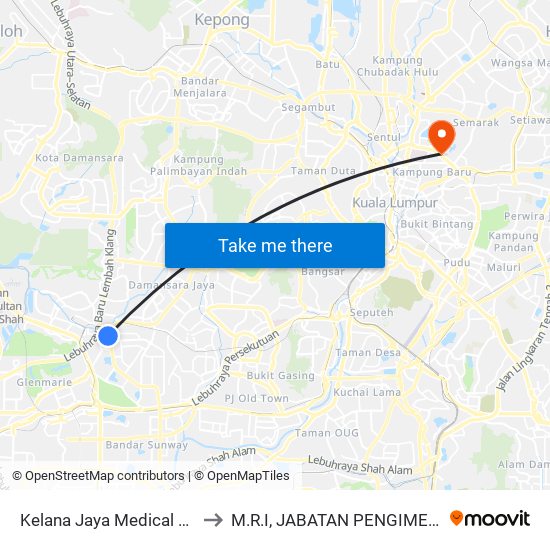 Kelana Jaya Medical Centre (Kjmc) (Pj602) to M.R.I, JABATAN PENGIMEJAN HOSPITAL PUSRAWI map