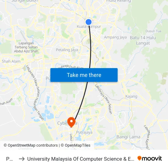 PWTC to University Malaysia Of Computer Science & Engineering (Unimy) map