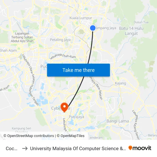 Cochrane to University Malaysia Of Computer Science & Engineering (Unimy) map