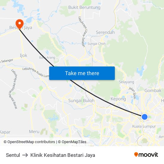 Sentul to Klinik Kesihatan Bestari Jaya map