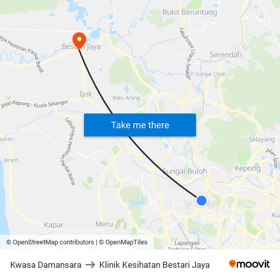 Kwasa Damansara to Klinik Kesihatan Bestari Jaya map