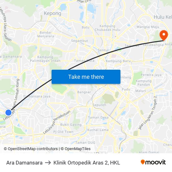 Ara Damansara to Klinik Ortopedik Aras 2, HKL map