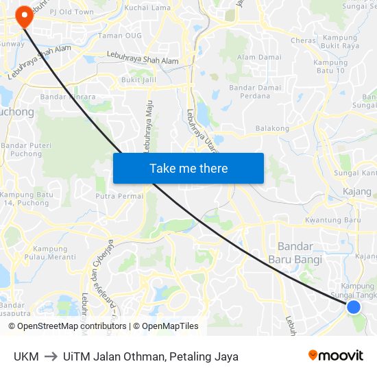 UKM to UiTM Jalan Othman, Petaling Jaya map