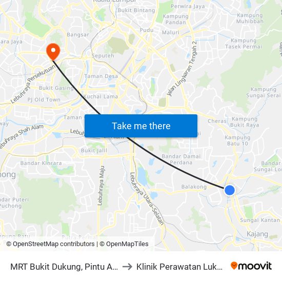 MRT Bukit Dukung, Pintu A (Kj769) to Klinik Perawatan Luka PPUM map