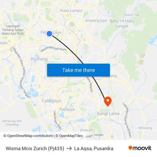 Wisma Mcis Zurich (Pj435) to La Aqsa, Pusanika map