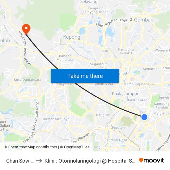 Chan Sow Lin to Klinik Otorinolaringologi @ Hospital Sg Buloh map