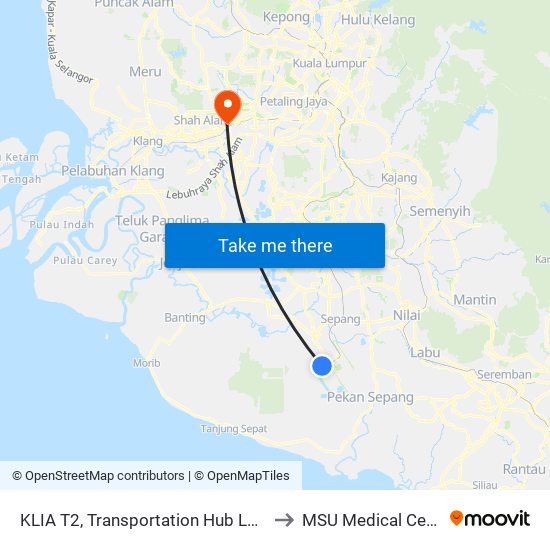 KLIA T2, Transportation Hub Level 1 to MSU Medical Centre map