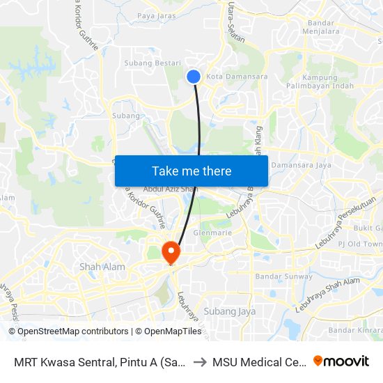 MRT Kwasa Sentral, Pintu A (Sa1020) to MSU Medical Centre map