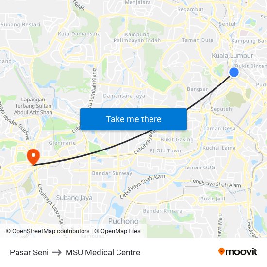 Pasar Seni to MSU Medical Centre map