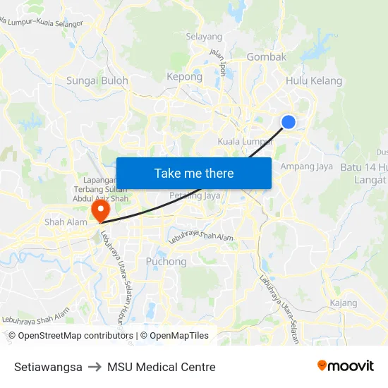 Setiawangsa to MSU Medical Centre map