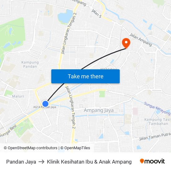 Pandan Jaya to Klinik Kesihatan Ibu & Anak Ampang map