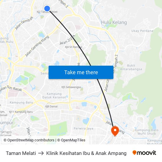 Taman Melati to Klinik Kesihatan Ibu & Anak Ampang map