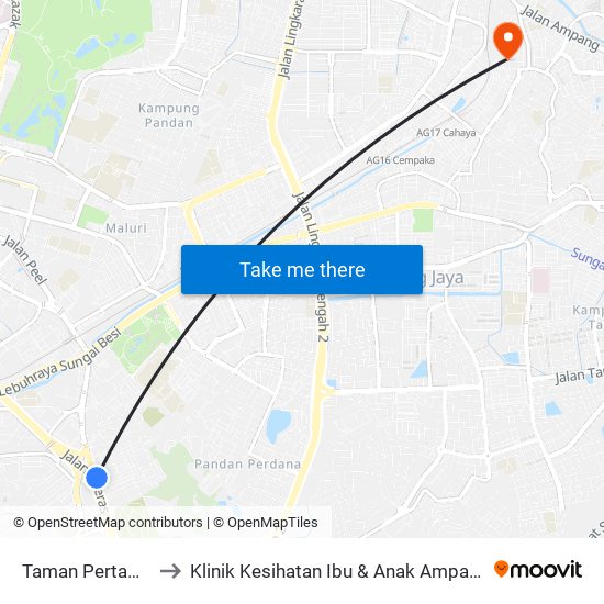 Taman Pertama to Klinik Kesihatan Ibu & Anak Ampang map