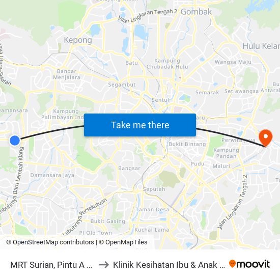 MRT Surian, Pintu A (Pj387) to Klinik Kesihatan Ibu & Anak Ampang map