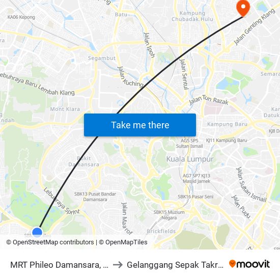 MRT Phileo Damansara, Pintu A (Pj823) to Gelanggang Sepak Takraw Ikatan Setia map