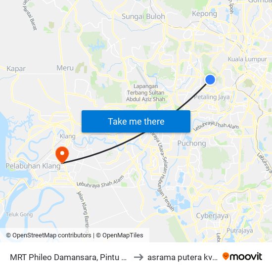 MRT Phileo Damansara, Pintu A (Pj823) to asrama putera kv klang map