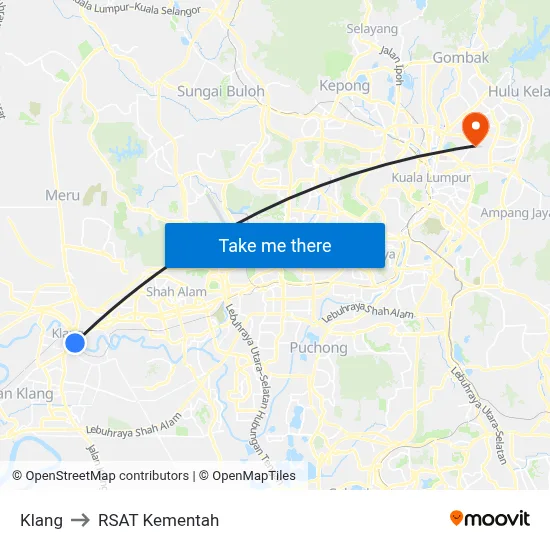 Klang to RSAT Kementah map