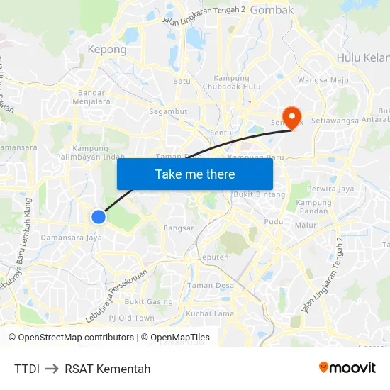 TTDI to RSAT Kementah map