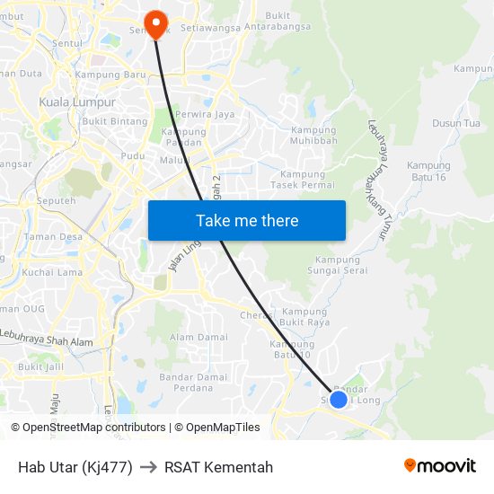 Hab Utar (Kj477) to RSAT Kementah map