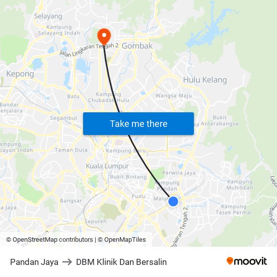 Pandan Jaya to DBM Klinik Dan Bersalin map