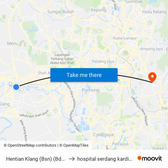 Hentian Klang (Bsn) (Bd580) to hospital serdang kardiologi map