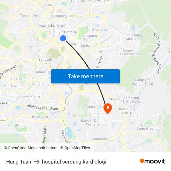 Hang Tuah to hospital serdang kardiologi map