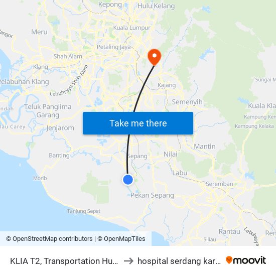 KLIA T2, Transportation Hub Level 1 to hospital serdang kardiologi map