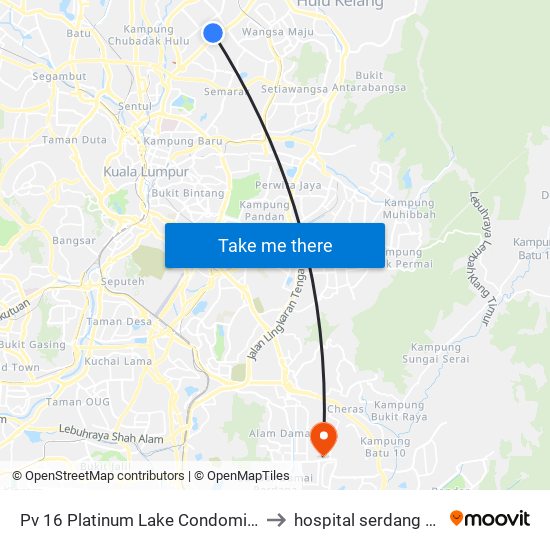 Pv 16 Platinum Lake Condominium (Kl1520) to hospital serdang kardiologi map