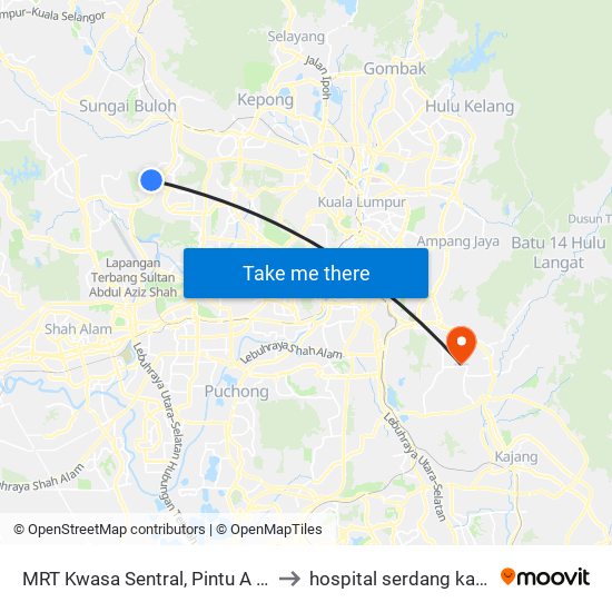 MRT Kwasa Sentral, Pintu A (Sa1020) to hospital serdang kardiologi map