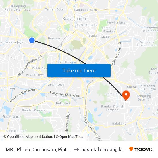 MRT Phileo Damansara, Pintu A (Pj823) to hospital serdang kardiologi map