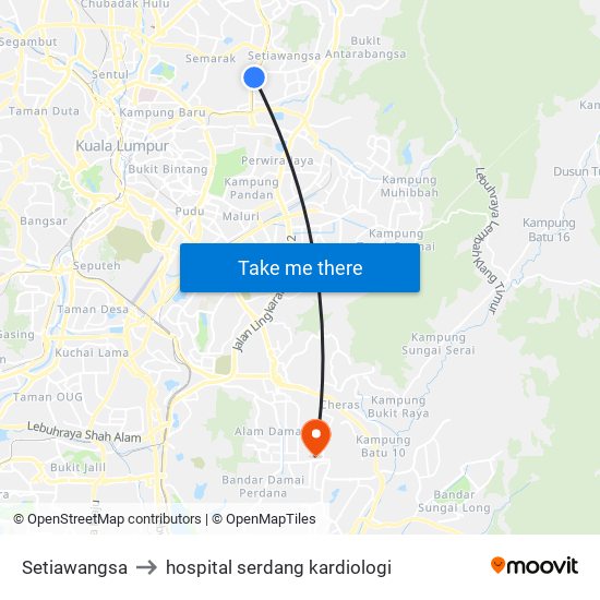 Setiawangsa to hospital serdang kardiologi map