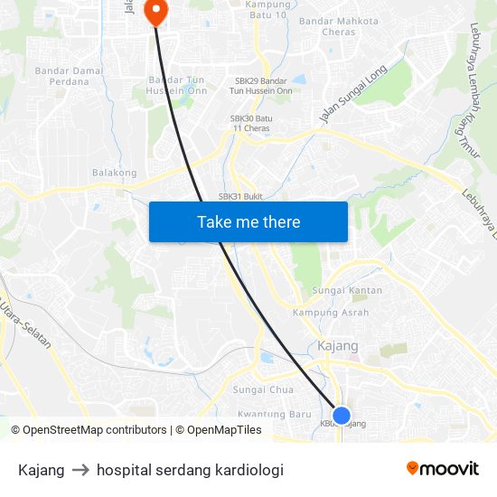 Kajang to hospital serdang kardiologi map