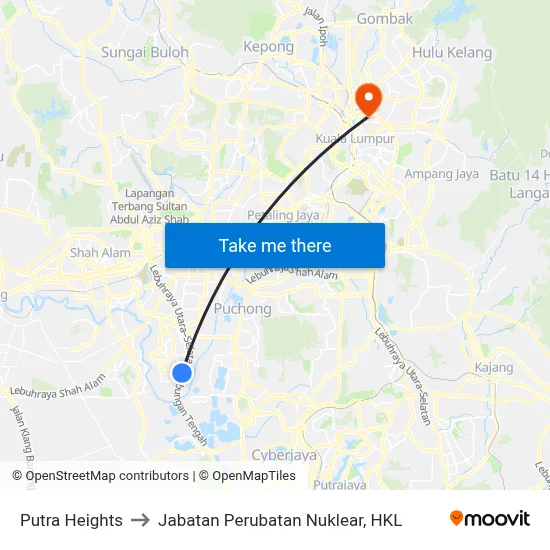 Putra Heights to Jabatan Perubatan Nuklear, HKL map