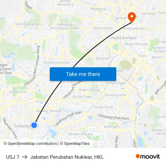 USJ 7 to Jabatan Perubatan Nuklear, HKL map