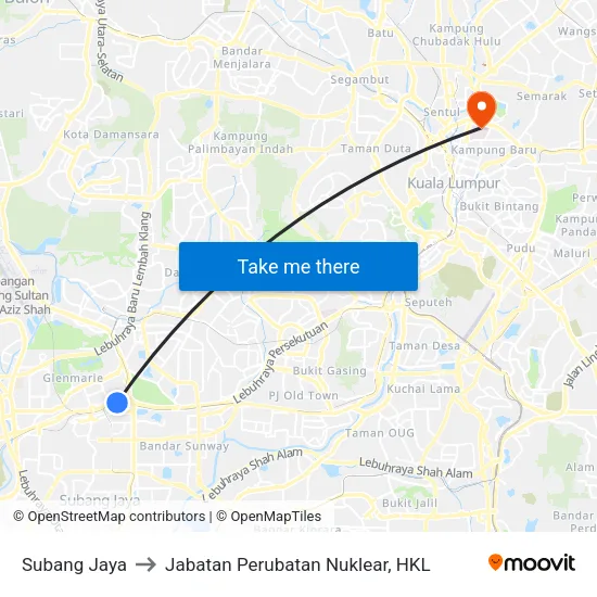Subang Jaya to Jabatan Perubatan Nuklear, HKL map