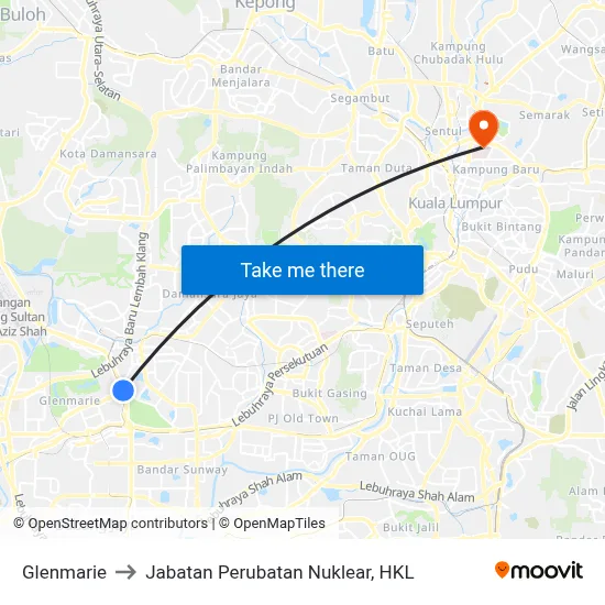 Glenmarie to Jabatan Perubatan Nuklear, HKL map