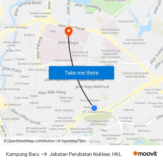 Kampung Baru to Jabatan Perubatan Nuklear, HKL map