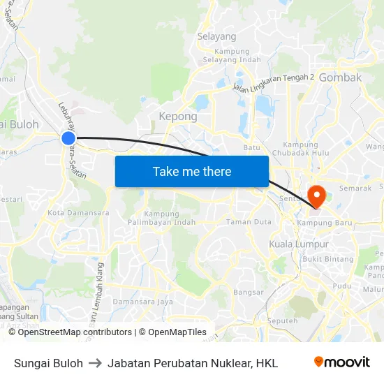 Sungai Buloh to Jabatan Perubatan Nuklear, HKL map