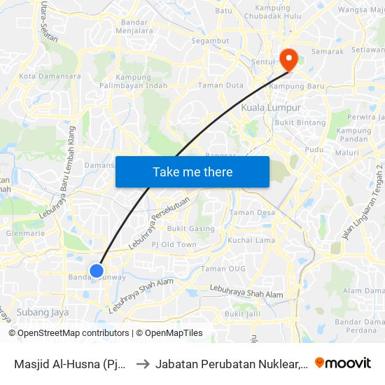 Masjid Al-Husna (Pj614) to Jabatan Perubatan Nuklear, HKL map